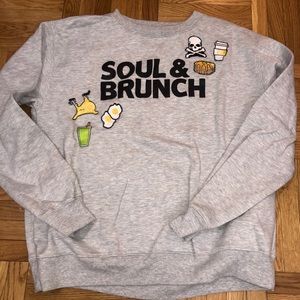 Soulcycle grey sweatshirt with patches
